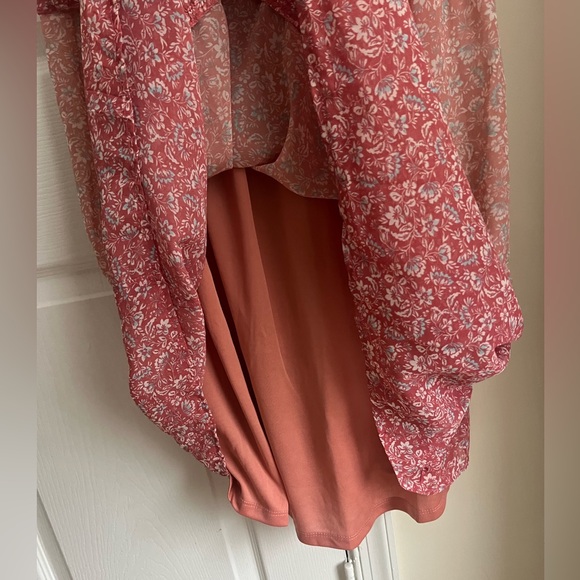 NWT Sincerely Jules Pink Floral Cottagecore Tiered Tie Straps Midi Dress Medium - Picture 6 of 7